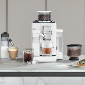 德龍首臺可轉(zhuǎn)換豆倉全自動咖啡機！De'Longhi 德龍 Rivelia系列 R5 W 白月光 全自動咖啡機（送咖啡豆250g+雙層玻璃杯）