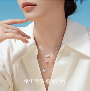 Chow Tai Seng 周大生 玫瑰星云S925銀輕奢鎖骨鏈 S0N200387CH