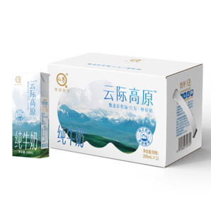 源自高原牧場！悠純 認(rèn)養(yǎng) 云際高原純牛奶 200mL*12盒