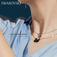 七夕禮物！SWAROVSKI 施華洛世奇 ICONIC系列 5204134 天鵝項(xiàng)鏈 38cm 大號(hào) 黑金色