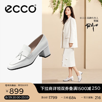 倪妮同款！ECCO 愛(ài)步 Shape 35型塑系列 女士真皮方頭粗跟皮鞋 290943