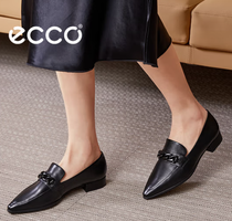 ECCO 愛(ài)步 Shape型塑20系列 女士羊皮革尖頭淺口粗跟穆勒鞋 214243