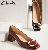 10點(diǎn)搶券！時(shí)尚精致！Clarks 其樂(lè) Nyta45 Jazz 妮嗒系列 金屬扣裝飾舒適方跟高跟鞋