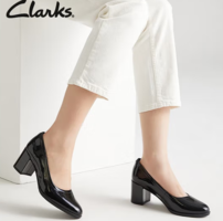 Clarks 其樂(lè) Freva55 Court 女士羊皮革粗跟高跟單鞋