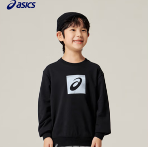 軟綿舒適！ASICS 亞瑟士 兒童棉質(zhì)圓領(lǐng)休閑衛(wèi)衣（110-140cm）2色