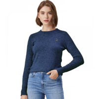 修身版型！U.S. Polo Assn. 美國馬球協(xié)會 女士刺繡馬標100%純羊毛長袖T恤