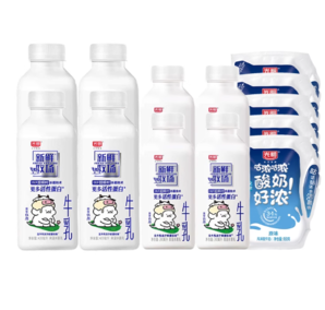 光明 新鮮牧場鮮牛乳 420ml*4瓶+240ml*4瓶+咕濃酸奶180g*5袋
