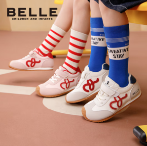 2025年秋新款 ！BeLLE 百麗 兒童復(fù)古魔術(shù)貼德訓(xùn)鞋阿甘鞋 RK0235（26-37碼） 多色
