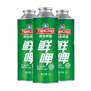 青島啤酒 10度鮮啤1L*4桶*2件 贈博物館0.3L扎杯*2個