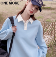 美式學(xué)院風(fēng)！ONE MORE 文墨 2025新款 女士學(xué)院風(fēng)寬松休閑POLO領(lǐng)衛(wèi)衣