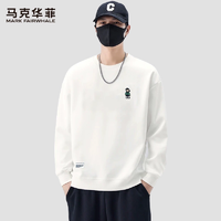 舒適透氣！Mark Fairwhale 馬克華菲 男士潮流印花圓領(lǐng)衛(wèi)衣