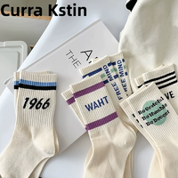 Curra Kstin早秋新款襪子女中筒襪透氣花邊蝴蝶結(jié)刺繡無(wú)骨襪E