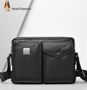Hush Puppies 暇步士 男士頭層牛皮郵差包