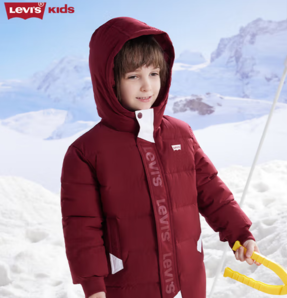Levi's 李維斯 男童中長(zhǎng)款三防加厚保暖連帽棉服