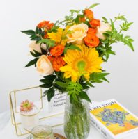 混搭設(shè)計(jì)！某東鮮花 橘子汽水 夏日鮮花插花花束 含20枝