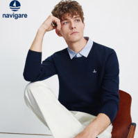 Navigare 意大利小帆船 25秋冬新款男士假兩件襯衫領(lǐng)針織衫