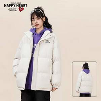 Charles Jang's Happy Heart 查爾斯桃心 男女同款休閑立領加絨面包棉服 三色