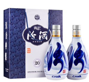 汾酒 青花20 53度清香型白酒禮盒裝 500mL*2件