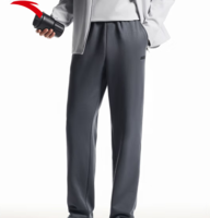 2025秋冬季新款！ANTA 安踏 男子純棉加絨保暖針織直筒休閑褲 952357305A