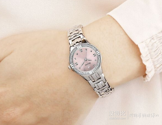 Bulova宝路华 女士粉色水晶镶钻腕表 96R171