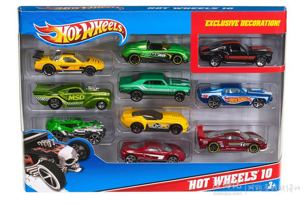 Hot WHeels 风火轮 54886 火辣小跑车十辆装 63.6元（159，下单4折）