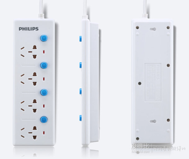 18日0点：PHILIPS飞利浦 4孔位1.8米 节能防火插座  9.9元