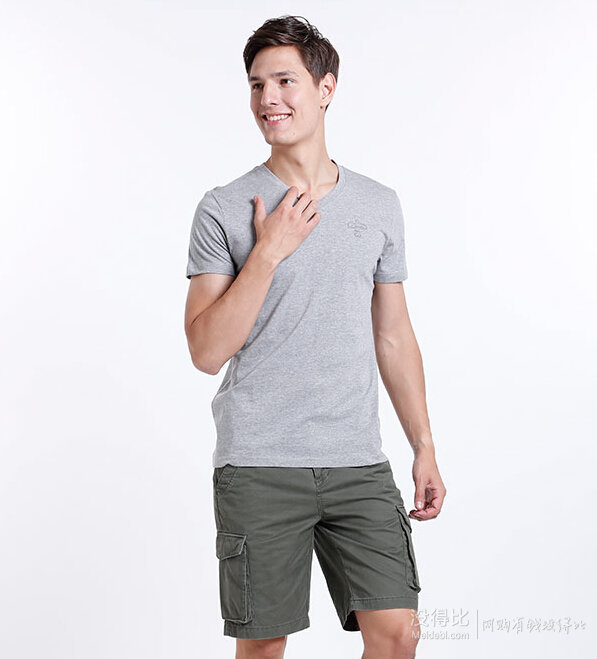 cherokee 巧乐奇 100%棉 男装基本款纯棉v领短袖t恤629089 14.