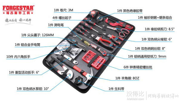 限区域：Forgestar福吉斯特 家用五金套装工具箱 36件套