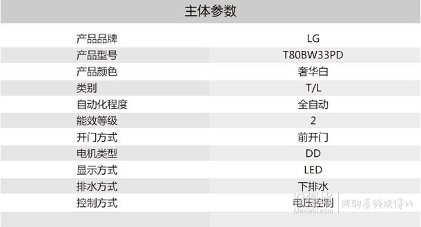 LG T80BW33PD 8公斤波轮洗衣机（DD电机、六种智能手洗）