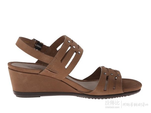 2015春夏新品，ECCO 爱步 女士真皮坡跟凉鞋