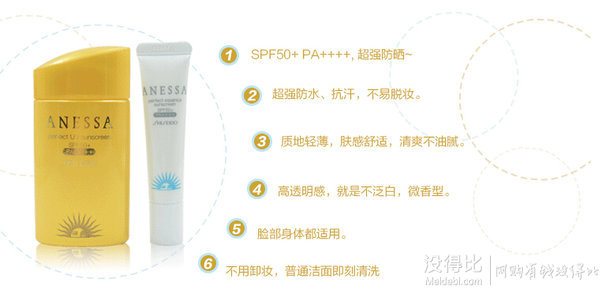 香港直邮：资生堂 anessa 安耐晒 SPF50+ 防晒乳液套装（金瓶60ml+蓝瓶15g） 149元（199-30-20）