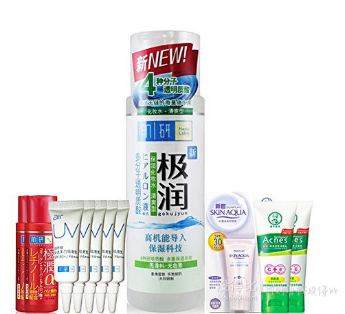 再特价：Mentholatum 曼秀雷敦 肌研极润保湿化妆水170ml送轻透美白隔离乳5g*5+防晒露SPF30 10g+洁面乳20g*2+化妆水9ml*2 75元包邮