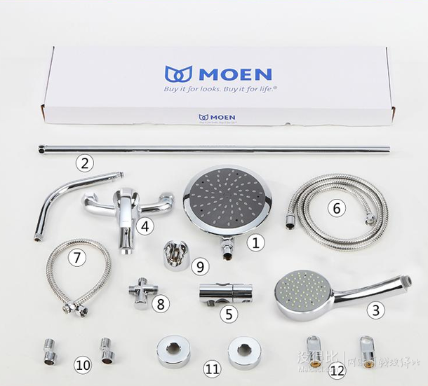 新低！MOEN 摩恩 91012ECP 单把手淋浴花洒套装 599元包邮