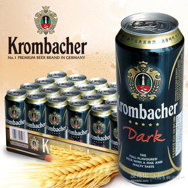 德国进口！Krombacher 科隆巴赫 黑啤酒 500ml*4听 29.9元（可满199-40）