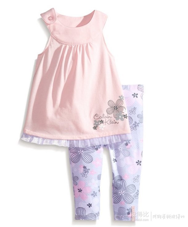 凑单！Calvin Klein Pink Tunic with Printed Legging 女婴装 1到2岁