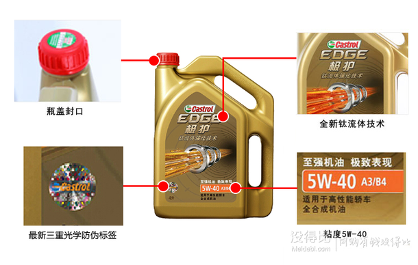 Castrol 嘉实多 极护 5W-40 A3/B4 4L 钛流体全合成机油   243元包邮（268元，500-50）