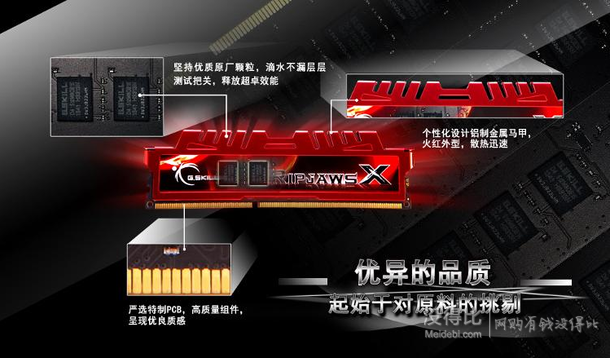 G.SKILL 芝奇  RipjawsX DDR3 2133 8G(4G×2条)台式机内存(F3-17000CL11D-8GBXL)