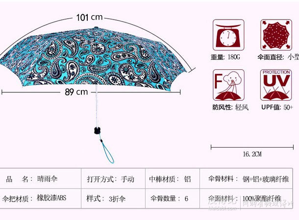 秒杀价又来！totes 都达斯 女式 晴雨伞 0A115C  99元包邮