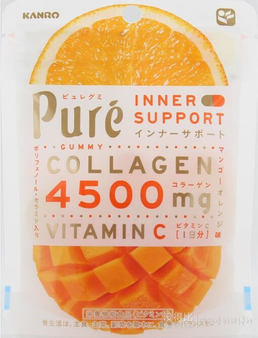 日本 kanro pure芒果橙子 胶原蛋白软糖 63g×6袋