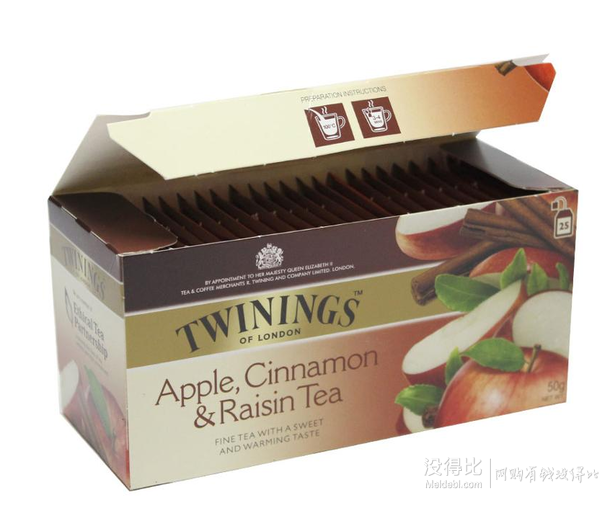 波兰进口 Twinings英国川宁苹果肉桂葡萄果香红茶50g   19元（38元，99-50）