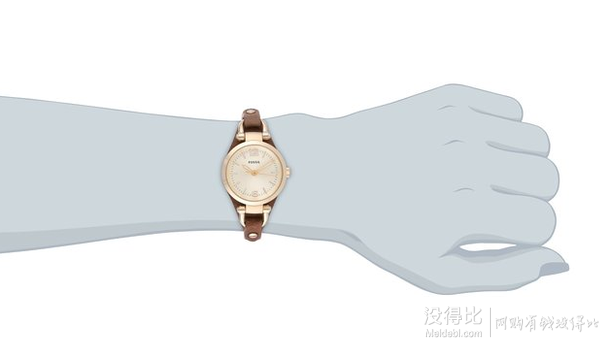 Fossil 化石 ES3264 Georgia Gold-Tone Stainless Steel Watch with Leather Band 女款时装腕表