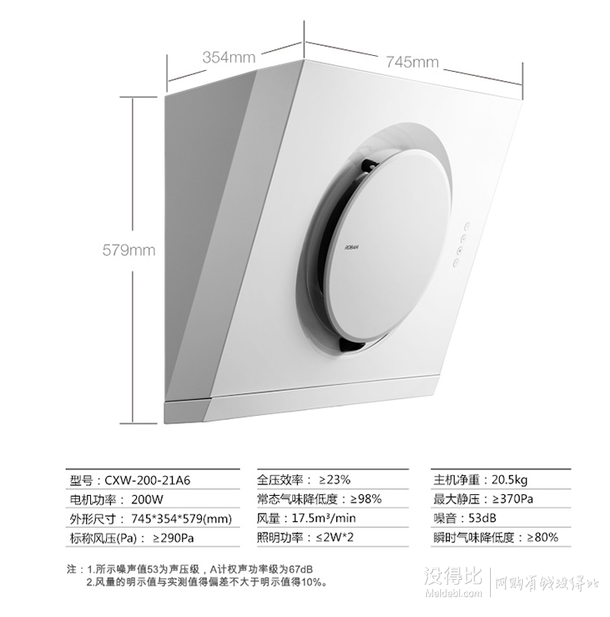 赠刀具+九阳豆浆机：ROBAM 老板 CXW-200-21A6 侧吸大吸力 油烟机+JZT-33B7 天然气燃气灶套装3180元(3480-300）