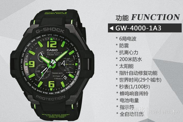 casio卡西欧gshock系列太阳能电波动感石英男表gw40001a31900元2110每