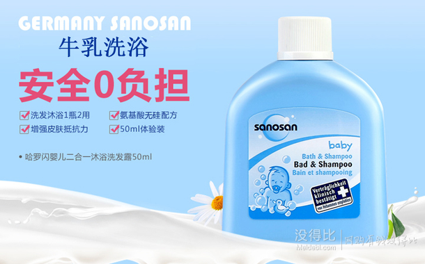 Sanosan 哈罗闪 婴儿二合一沐浴洗发露 50ml 折约5.6元/瓶（7.999-30）