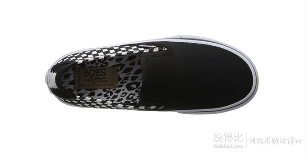 Skechers 斯凯奇 BOBS系列 女款黑白编织一脚蹬帆布鞋
