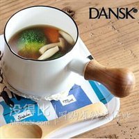 清新北欧风！丹麦 Dansk 珐琅木柄 汤锅 奶锅