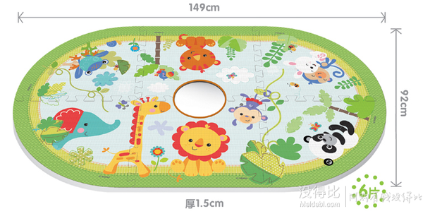 费雪FisherPrice 双面婴儿爬行垫拼图(149*92*1.5cm) 折 41.3（59，两件7折）