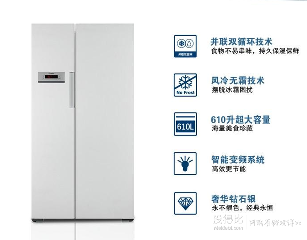 再降600元！BOSCH 博世 KAN92V02TI 610升 变频风冷无霜 对开门冰箱  5399元（6199-800）