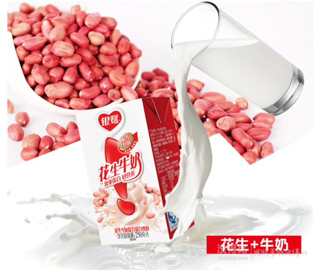 银鹭 花生牛奶砖型250ml*16盒 19.9元