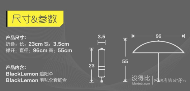 Blacklemon 黑柠檬 mini BLM5306Y 三折遮阳伞 99.5元包邮（199，下单5折）